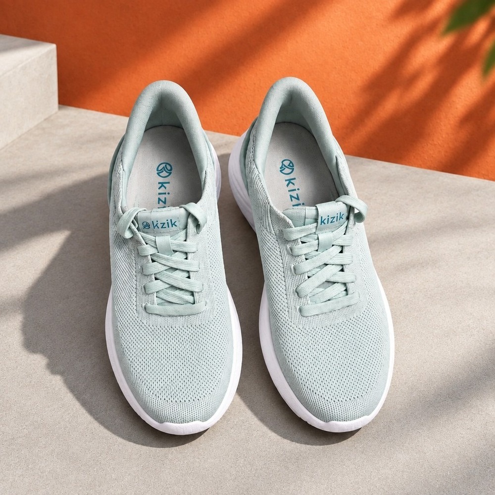 KIZIK LIMA GREEN HANDS FREE SNEAKERS LACED COMFORT SHOES WOMENS SZ 7 (M 5.5)